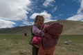 Ulgiy Mongolia, May 1-2019 Mongolian girl child looking at the camera on a close-up
