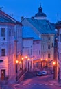 Ulica Andreja Kmeta street in Banska Stiavnica during spring evening, Europe, Slovakia.