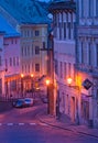 Ulica Andreja Kmeta street in Banska Stiavnica during spring evening, Europe, Slovakia.