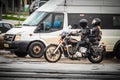 ULIYANOVSK RUSSIA 15. 10. 2016 Bikers closing of the motoseason-2016, in the square in front of Akvamoll Zasviyazhie.