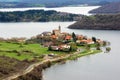 Ullibarri Gamboa village surrounded by zadorra reservoir Royalty Free Stock Photo