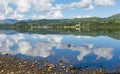 Ullswater The Lakes Cumbria England UK mountains and blue sky and clouds Royalty Free Stock Photo