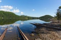 Ullswater The Lakes Cumbria England UK mountains and blue sky and clouds Royalty Free Stock Photo