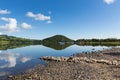 Ullswater by Pooley Bridge Lake District Cumbria boats blue sky and sunshine Royalty Free Stock Photo