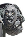 Ulm, Baden-wuerttemberg, Germany - June 16, 2023: Close up of Albert Einstein monument-fountain in Ulm.