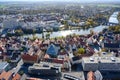 View from Tower of Ulm Minster to twin cities: City of Ulm - Baden-Wuerttemberg - and Neu Ulm - Bavaria -  River Danube, Germany Royalty Free Stock Photo