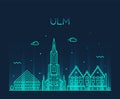 Ulm skyline Germany Baden vector linear style