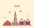 Ulm skyline Germany Baden vector linear style