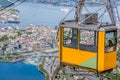 Ulriken cable railway in Bergen, Norway. Gorgeous views from the top of the hill. Royalty Free Stock Photo