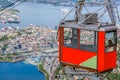 Ulriken cable railway in Bergen, Norway. Gorgeous views from the top of the hill. Royalty Free Stock Photo