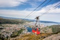 Ulriken cable railway in Bergen, Norway. Gorgeous views from the top of the hill. Royalty Free Stock Photo