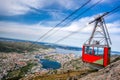 Ulriken cable railway in Bergen, Norway. Gorgeous views from the top of the hill. Royalty Free Stock Photo