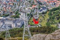 Ulriken cable railway in Bergen, Norway. Gorgeous views from the top of the hill. Royalty Free Stock Photo