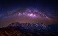 Ulsan bawi Rock with Milky way galaxy on Seoraksan mountains in winter, Korea. Royalty Free Stock Photo