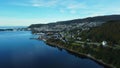 Ulsteinvik and Lyngnesvika bay from drone perspective.