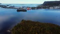 Ulsteinvik and Lyngnesvika bay from drone perspective.