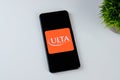 Ulta Beauty app logo on a smartphone screen. Royalty Free Stock Photo