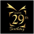 Happy Birthday twenty nine years. Elegant design with number.