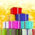 Ulticolored Giftboxes With Yellow Bokeh Background