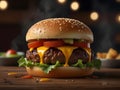 Ultimate Burger Bliss: A Sumptuous Tower of Beef, Cheese, Bacon, and Fresh Fixings