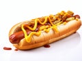 Ultimate Feast: Delectable Hot Dog Extravaganza on a Crisp White Backdrop