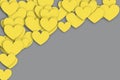 Ultimate gray background with many yellow iluminating hearts of different sizes. Illustration template banner for Royalty Free Stock Photo