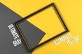 Ultimate gray and Illuminate Yellow creative flay lay background, colors of the 2021 year, pantone, copy space