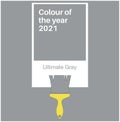 Ultimate Gray Trending Colour of the Year 2021. Color card with paint brush vector illustration