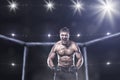 Ultimate mma fighter in a octagon cage Royalty Free Stock Photo