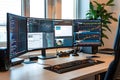 Ultimate Setup: Mastering Data Analysis with Triple Monitor Workstation, Efficient Workflow, and Advanced Software, Enhancing