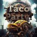 Taco Truck Party Industrial Image with Truck Royalty Free Stock Photo