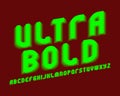 Ultra bold isolated english alphabet. Green vibrant font