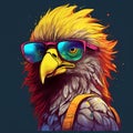 Ultra Cartoon Eagle With Colorful Sunglasses - Hyper-realistic 2d Game Art Royalty Free Stock Photo