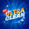 Ultra clean design product package template. Toilet or bathroom household cleanser. Wash soap background design. Washing