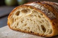Ultra Close Macro Shot of Artisan Sourdough Bread Crumb with Open Crumb Structure, Golden Brown Crust, and Airy Pockets -