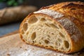 Ultra Close Macro Shot of Artisan Sourdough Bread Crumb with Open Crumb Structure, Golden Brown Crust, and Airy Pockets -