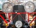 Ultra closeup of vintage Lagonda motor car
