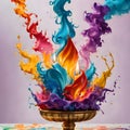 ultra detailed close-up view of a colorful smoke explosion