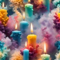 ultra detailed close-up view of a colorful smoke explosion