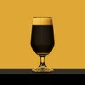 Ultra Detailed Dark Beer Drink On Yellow Background
