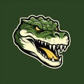 Ultra Detailed Green Gator Head Logo: Distinctive Cartoon Violence Design