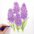 Ultra Detailed Hyacinth Line Art: Wild Flowers In Top-down Perspective
