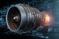 Ultra Detailed Jet Engine Digital Rendering Royalty Free Stock Photo