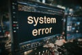 computer monitor displaying system error Royalty Free Stock Photo