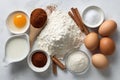 Light Baking Ingredients on White Surface Display Royalty Free Stock Photo