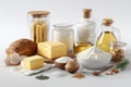 Light Baking Ingredients on White Surface Royalty Free Stock Photo
