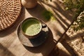 Ultra Detailed Matcha Tea on Table Royalty Free Stock Photo