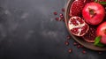 Ultra-detailed Pomegranate On Dark Gray Stone Background