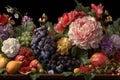 Still Life with Fruit and Flowers Royalty Free Stock Photo