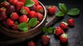 Ultra-detailed Stock Photo Of Ripe Strawberries In Wooden Bowl
